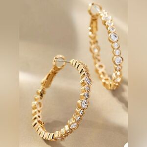 Anthropologie Delicate Glitz Hoop Earrings in Gold NWOT